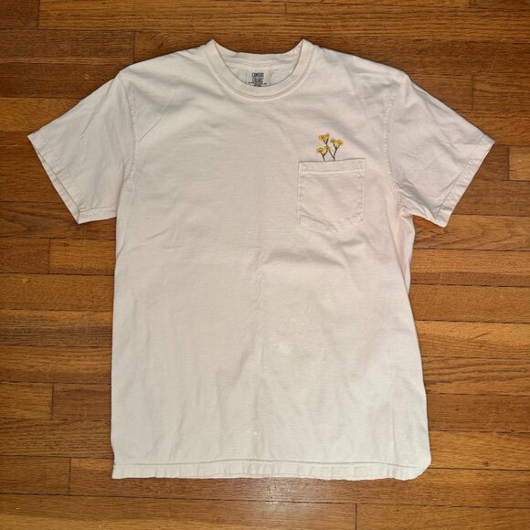 Comfort Colors Yellow Embrodered Pocket Tee - Picture 2 of 4